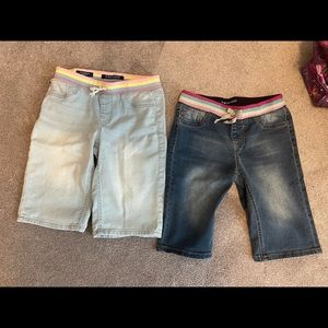 Girls large Jean shorts rainbow waistband